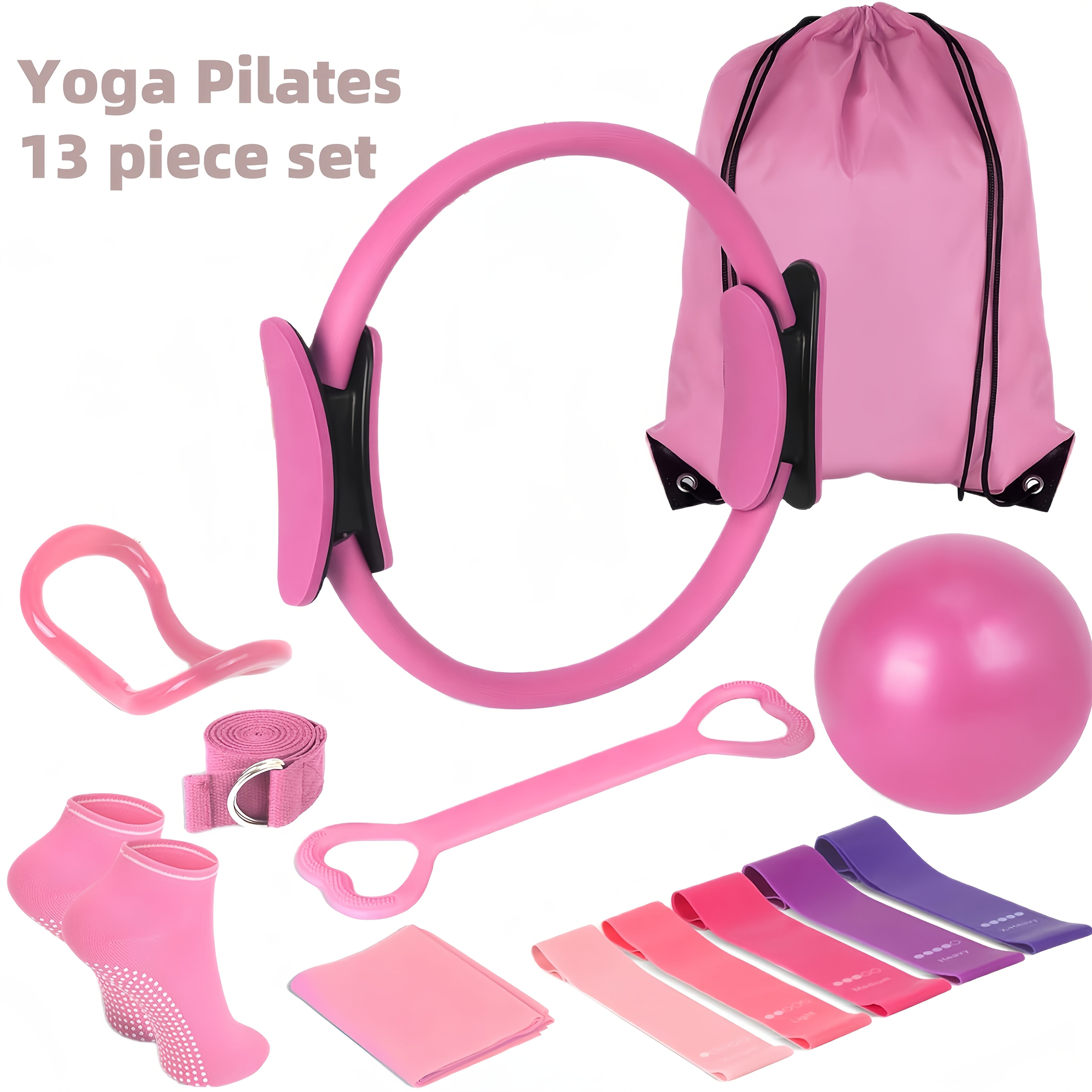 13pcs Purple Pilates & Yoga Equipment Set | Professional Training Combo | Core Strengthening, Flexibility Enhancing | Home Workouts, Yoga Sets for Women Pilates at Home Equipment Pilates