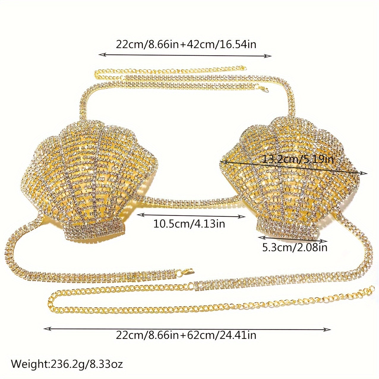 Perfect for Fashionable Ladies: A Dazzling Chest Chain with Rhinestone And A Stunning Hollowed-out Water Diamond Bikini Body Chain, Suitable for Nightclub Accessories