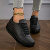 Women's Fashionable Rocker Sneakers - Breathable, Non-Slip Thick Sole Casual Shoes in Brown with White Sole Accents, Lace-Up Low Tops, Stain-Resistant, All-Season Wear