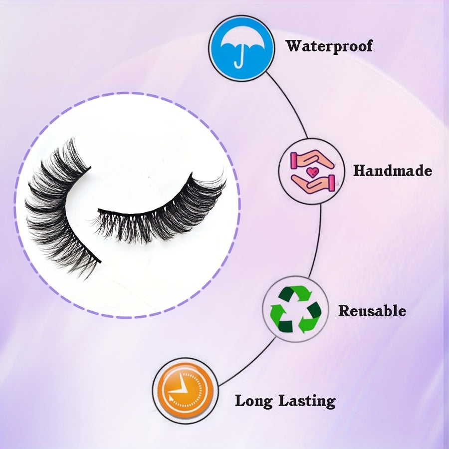 24 Pairs Of Eyelashes 3 Different Types Natural False Eyelashes Faux Mink Eyelashes Fluffy False Eyelashes Volume False Eyelashes Cat Eye Look Dramatic Eyelashes Strip Eyelash Kitty Valentine'S Day Girls Must Have Makeup