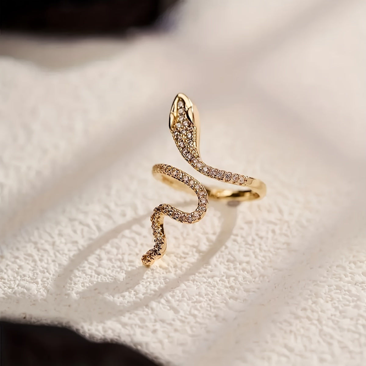 1pc/2pcs/set Women's Fashion Personality Ring, Light Luxury Imitation Zirconia Wrapped Small Snake Opening Adjustable Design Niche High-end Ring, Suitable For Gatherings, Parties And Dates, Women's Daily Wear, Perfect Holiday
