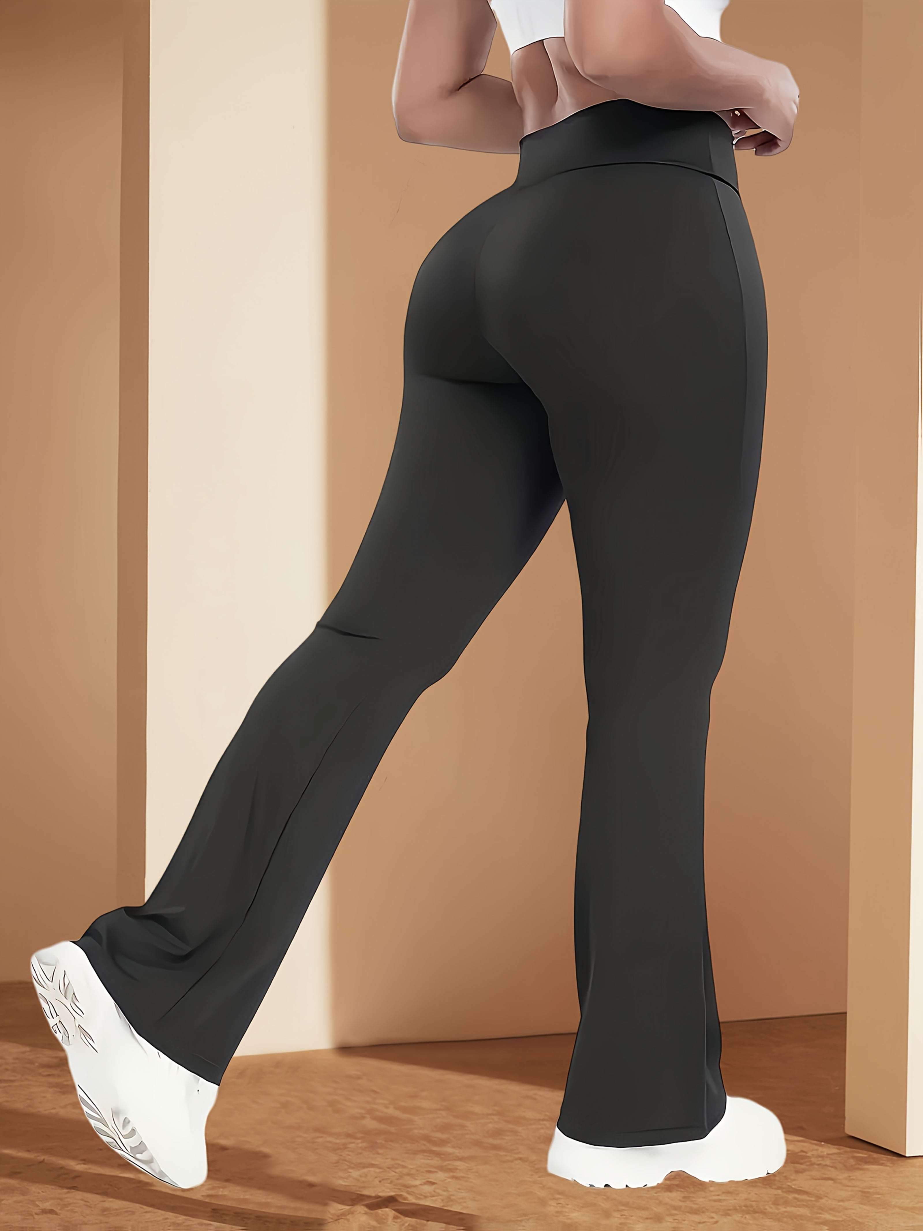 Women'S High-Waisted Flare Yoga Pants - Slimming Bell Bottoms for Tall, Butt-Lifting Design, Casual & Sporty Look, Black, Versatile Clothing | Sporty Look | Medium Stretch Fabric