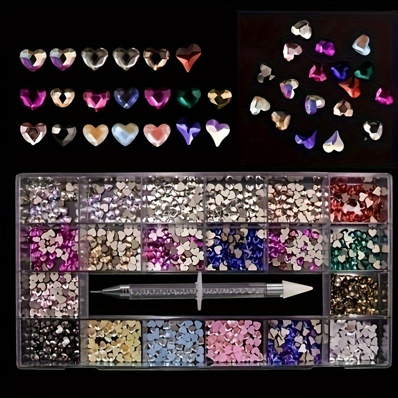 Nail Rhinestones Kit, Nail Art Decorations Flat AB Rhinestones Kit DIY Crafts Gemstones for Nail, Shoes, Clothes, Jewels (600 Clear Diamonds + 2500 Flat Rhinestones)