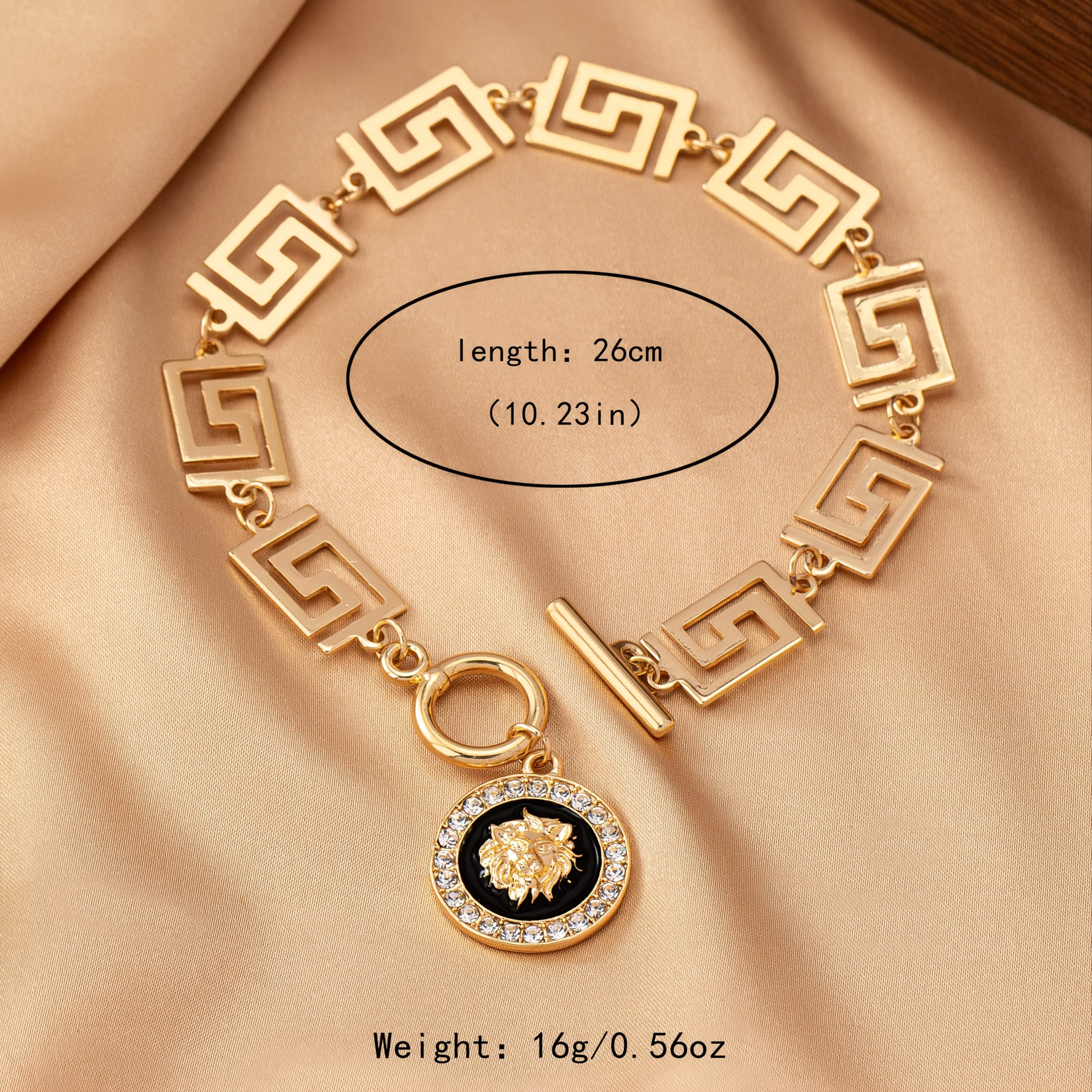 Women's Boho Lion Head Anklet - Zinc Alloy Chain, Black & Clear Gemstones - Daily Occasion Jewelry | Stylish Casual Design | Durable Zinc Alloy