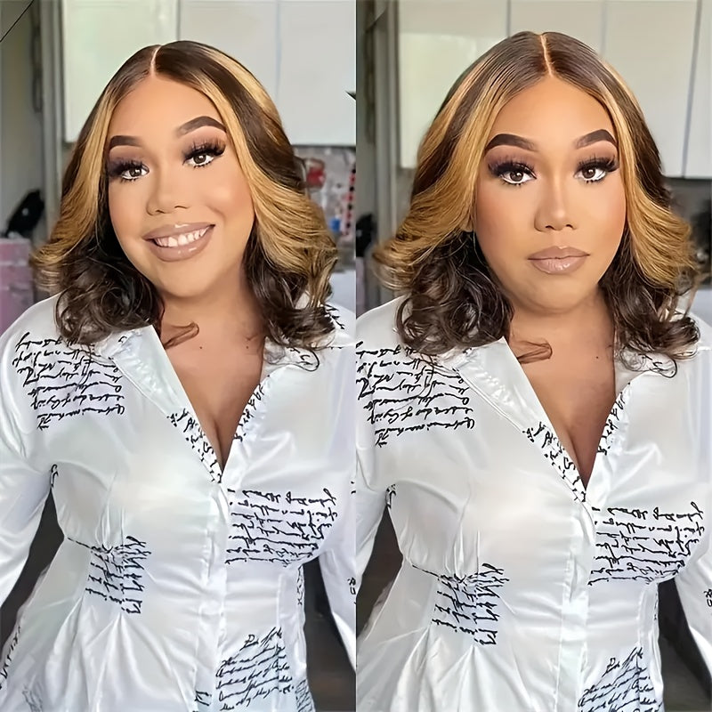 Bob Wig Human Hair 4/27 Ombre Honey Blonde HD Lace Front 13x4 - Straight 180% Density Pre-Plucked with Baby Hair Natural Look for, Hair Wig, Realistic Hairpiece