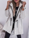 Women's Casual Hooded Jacket with Drawstring & Zip Pockets - Polyester, Machine Washable, Solid Color for Fall/Winter