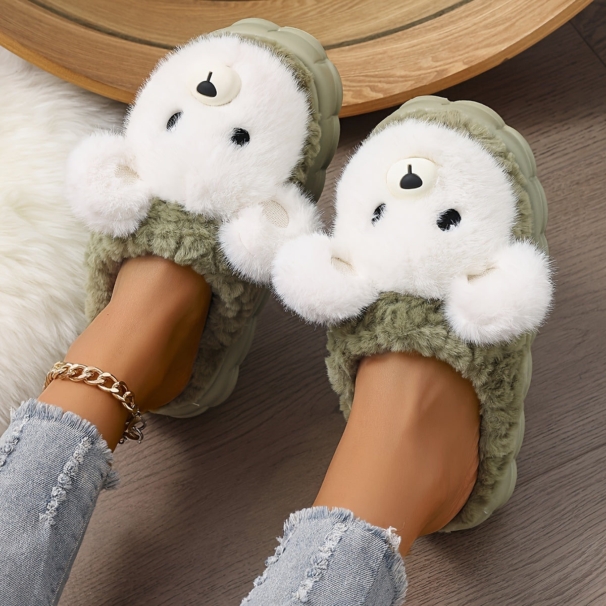 Cozy Cartoon Plush Slippers for Women - Ultra-Soft, Thick Sole with Warm Lining & Non-Slip Sole, Perfect for Winter Comfort - For Women - Suitable for Indoor Wear - Ideal Gift for Birthday & Holidays