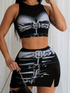 Sexy Fashion Printed Party Skirt Set