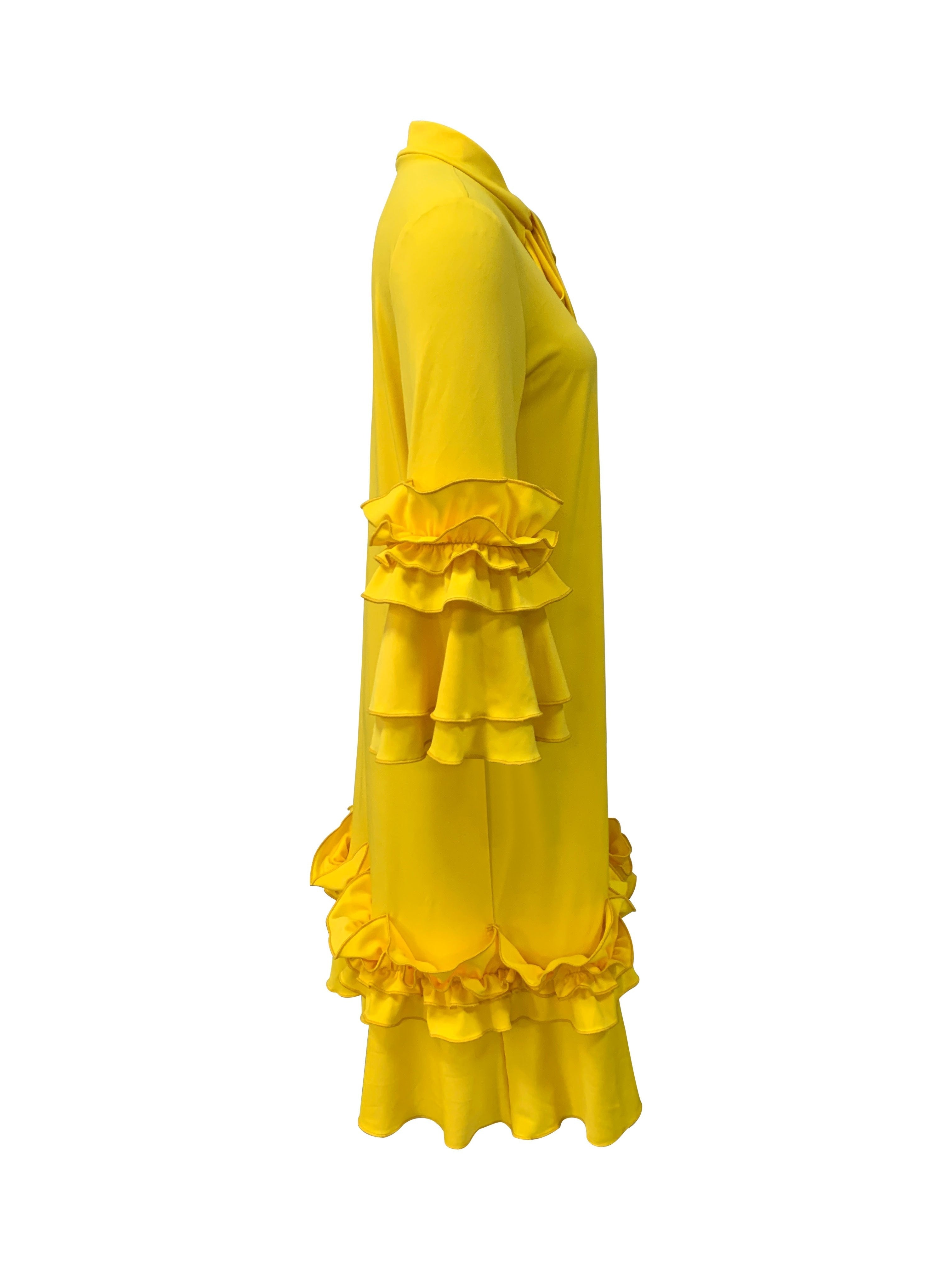 Elegant Ruffled Tie Neck Long Sleeve Dress for Women, Spring/Fall Casual Wear