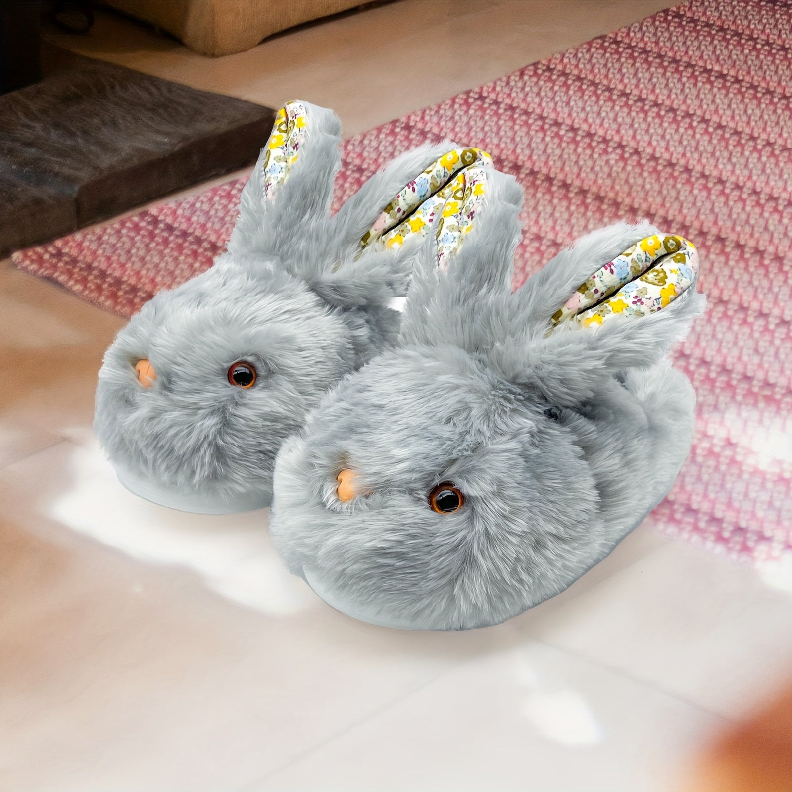 Women'S Cute Bunny Animals Slippers Interesting Comfortable Furry Slippers Soft Plush Winter Season Keep Warm Rabbit Home Bedroom Shoes, Valentine'S Day Gifts