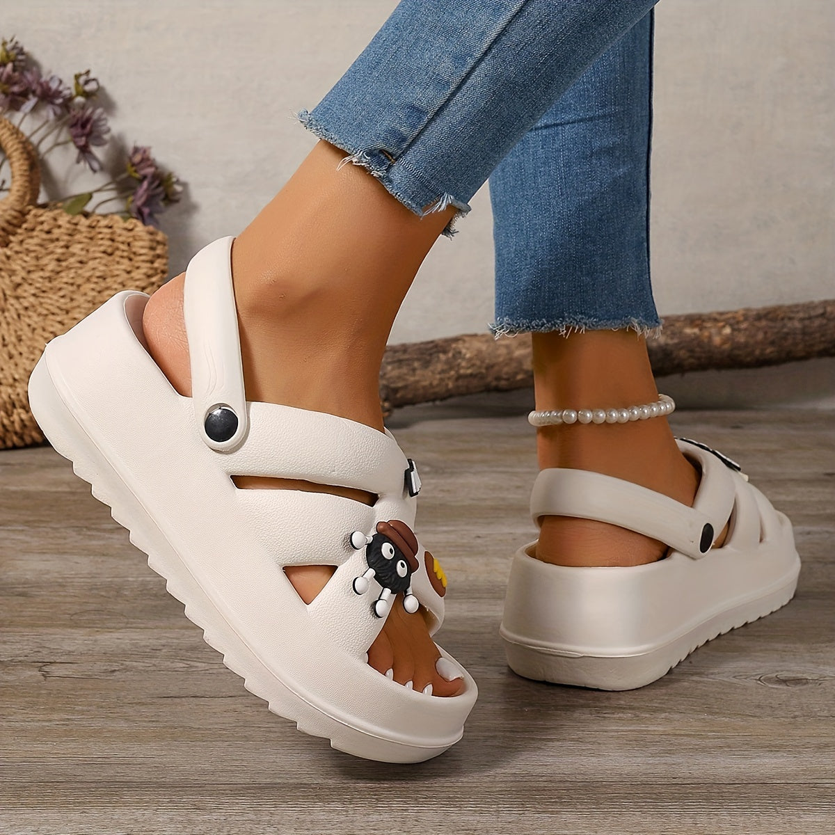 Perfect Easter Gift, Party Essential, 2025 Summer New Arrivals, Japanese and Korean Fashion, Women's Trendy Thick-Soled Fish Mouth Mules Slippers, Lightweight Breathable, Suitable for Home, Outdoor, Office, and Parties, Comfo
