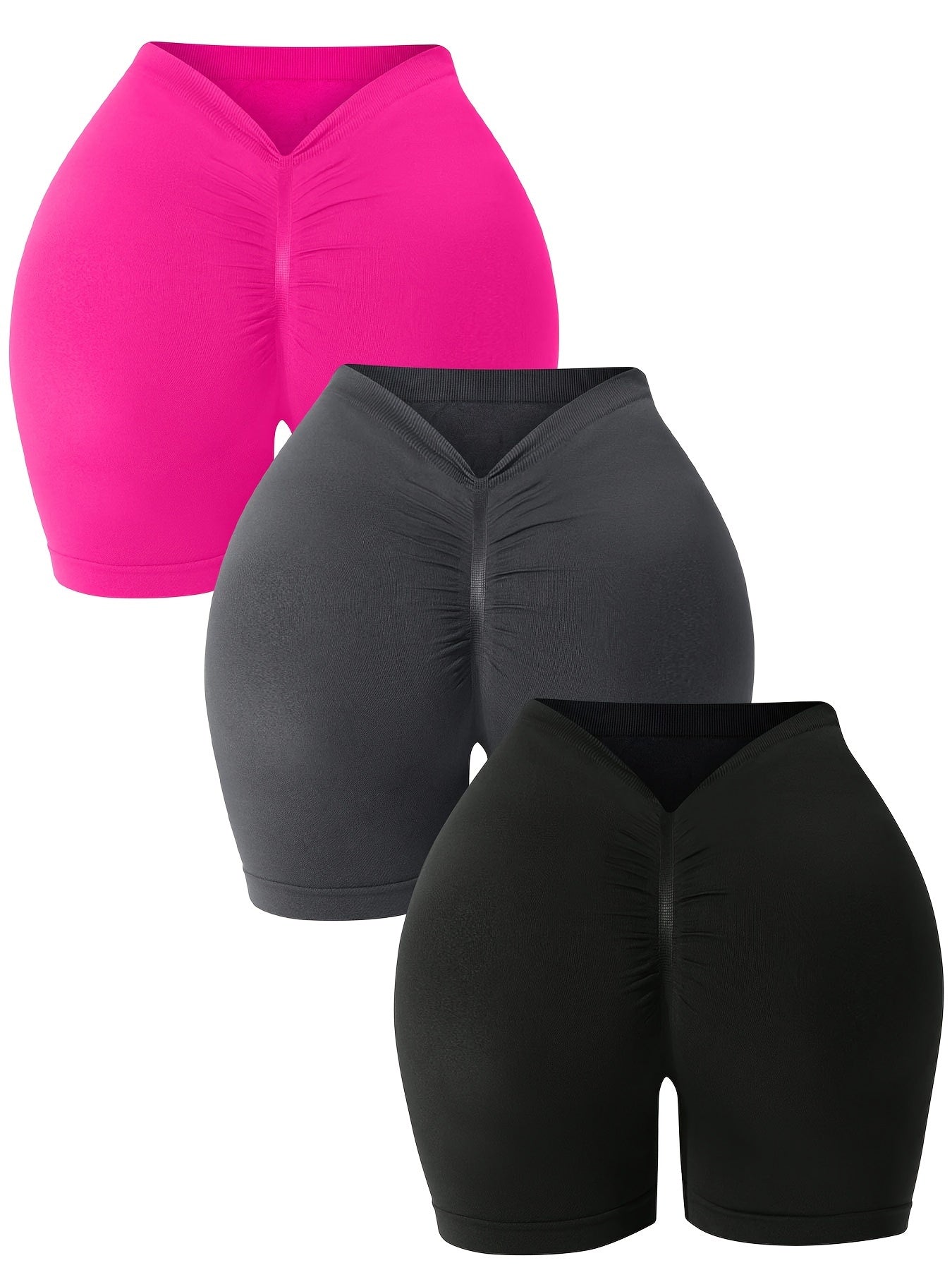 3-Pack High-Waisted Seamless Fitness Shorts For Women - Breathable, Sweat-Wicking, Tummy Control, And Four-Way Stretch - Perfect For Yoga, Gym, And Athletic Workouts, Peach Lift Color