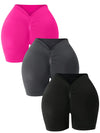 3-Pack High-Waisted Seamless Fitness Shorts For Women - Breathable, Sweat-Wicking, Tummy Control, And Four-Way Stretch - Perfect For Yoga, Gym, And Athletic Workouts, Peach Lift Color