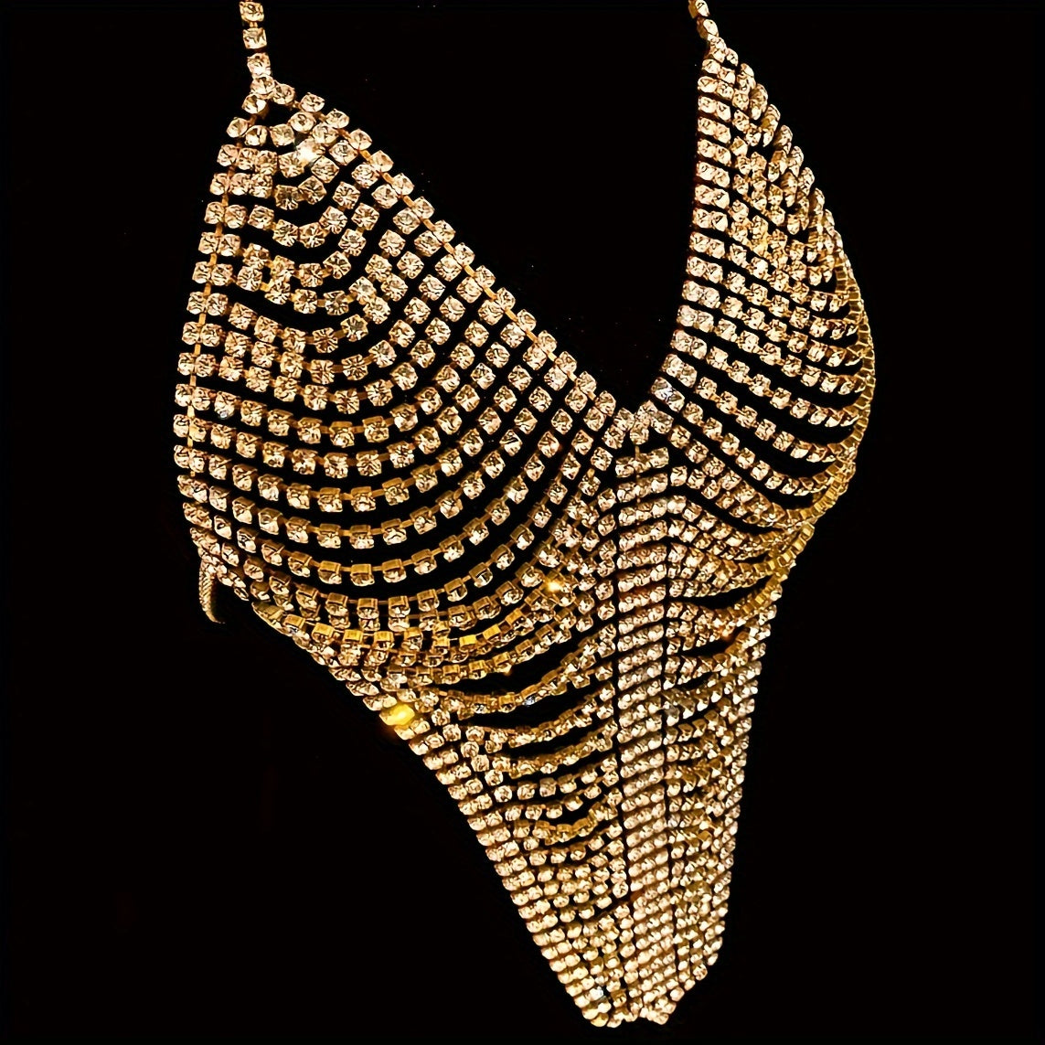 Boho Sexy Body Chain for Women - 1pc Sparkling Rhinestone Bikini Jewelry, No Plating, Artificial Crystal, Gift for Party, Valentine's Day, All Seasons