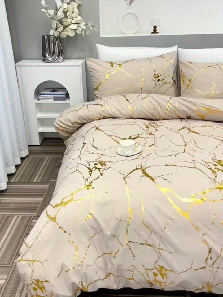 3pcs Super Soft Breathable Duvet Cover Set - High-Grade Bronzing Texture, 1 Duvet Cover + 2 Pillowcases, Ideal for All-Season Home Dormitory Use
