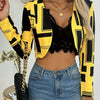 2025 Spring Women's Fashion Street Print Cardigan Short Suit Jacket