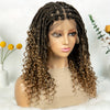 150% Density Full Lace Goddess Wig for Women - Curly Braided Butterfly Edge Style, Medium Length, High-Temperature Fiber, Perfect for African American Women, Vacation Ready, Lace Front Wig