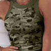 Summer 2025 Women’s Camo Print Sleeveless Tank Top - Sexy Round Neck Vest, Stretch Polyester Knit Fabric, Machine Washable, Olive Green Camouflage Pattern, Casual Shoulder-Baring Design, Summer Casual Wear | Sleeveless Fash