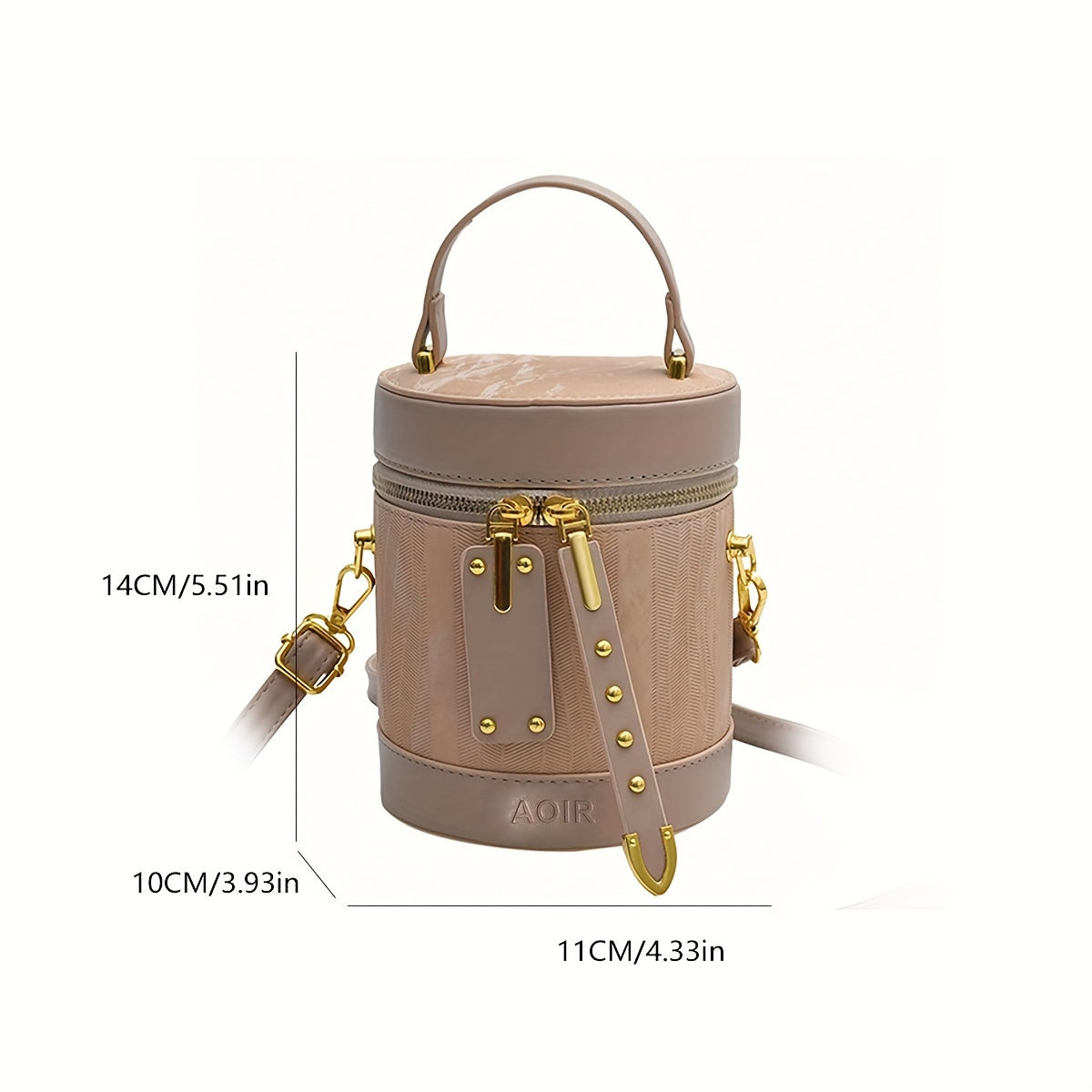 Elegant Striped PU Crossbody Bag with Adjustable Shoulder Strap, Zipper Closure, and Polyester Lining - Trendy Bucket Handbag for Women