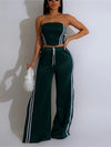 Loose-Fitting Striped Long Pants Set with a Bustier Top