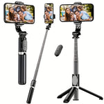 40-inch Extendable Phone Selfie Stick, Professional Floor Stand Designed for Live Streaming with Wireless Remote Control Smartphone Tripod, 360° Rotatable, Stable Anti-Shake Handheld Monopod Perfect for Travel and Outdoor Vl