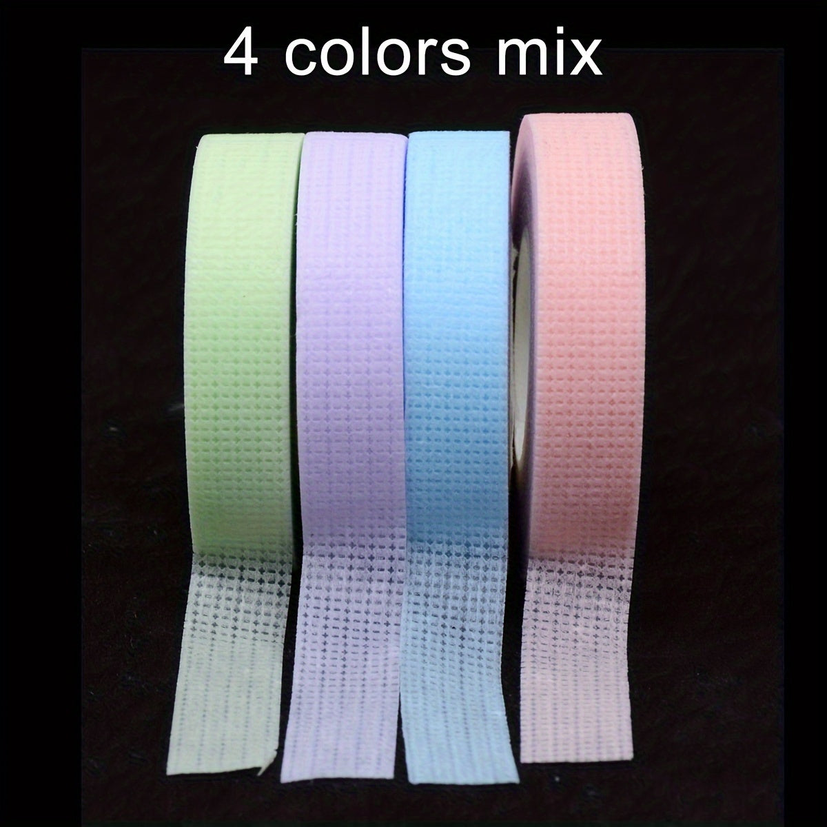 4 Rolls of SoftTouch Micropore Fabric Eyelash Extension Tapes - Breathable, Colorful, Professional-Grade Adhesive for Grafting Eye Lashes - 9m Long, Gentle on Skin, Easy to Remove, Reusable