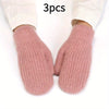 3-Pack CozyWarm Women'S Knitted Mittens - Polyester & Wool Blend, Elastic Windproof Fingerless Gloves for Driving and Cycling, Warm and Cozy Outdoor Accessories