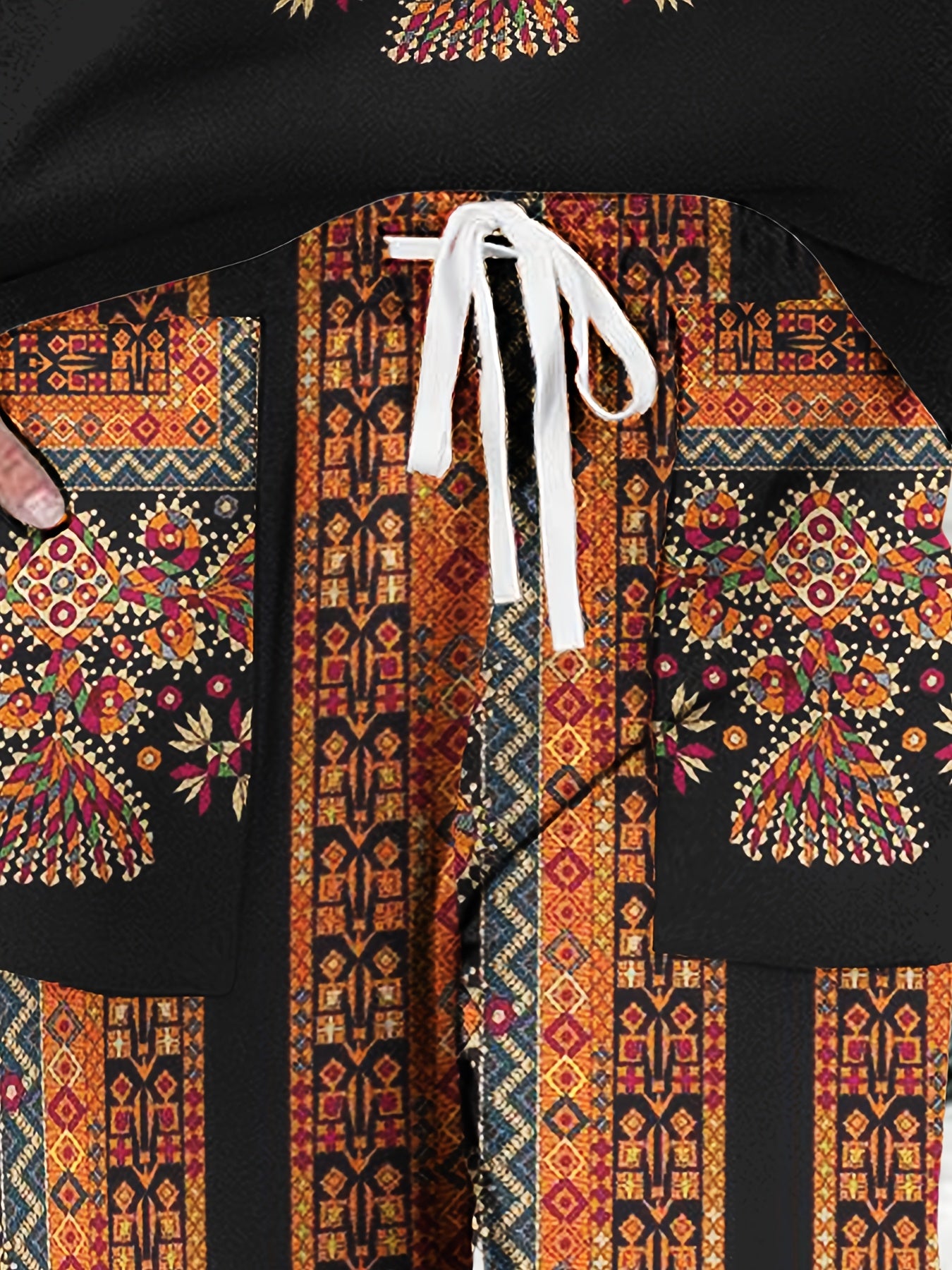 2pcs Set Women's V-neck Micro-elastic Digital Positioning Print Long Sleeve Long Pants Suit