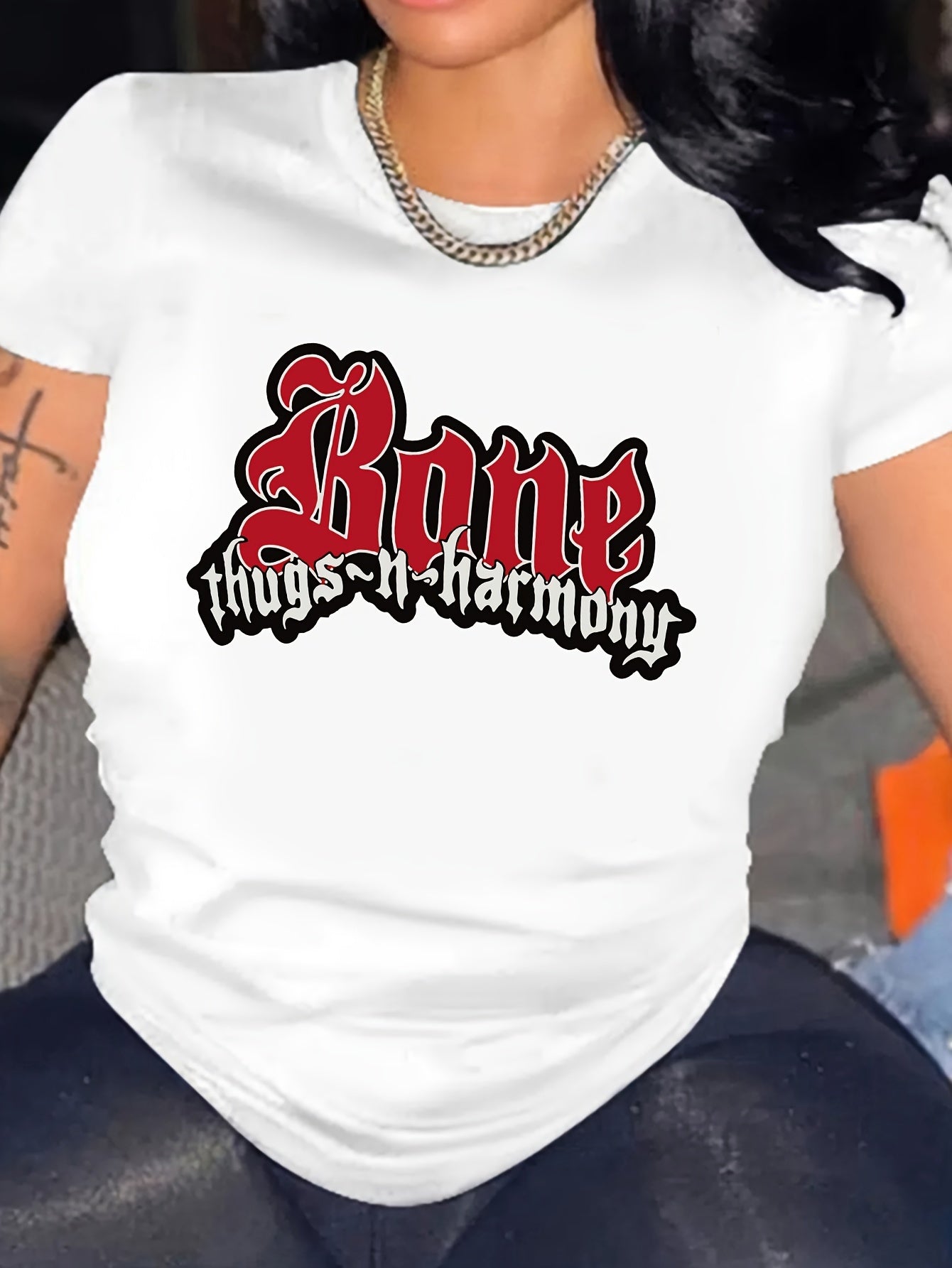 Letter Print Crew Neck T-shirt, Short Sleeve Casual Top For Summer & Spring, Women's Clothing
