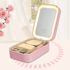 Rechargeable LED Lighted Makeup Bag With Mirror, Travel Cosmetic Case Organizer, Adjustable 3 Color, Jewelry Box With LED Makeup Mirror For Christmas Gift