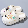 Fashionable Couple Men'S And Women'S Cute Hole Shoes with Cute Briquette Pendants, Elegant Black EVA Mules And Clogs for All-Season Outdoor And Casual Wear, Beach Shoes