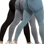 3pcs Women Seamless Soft Sports Leggings, High Waisted Workout Gym Yoga Pants - Breathable, Stretchy Fabric - For Women - Perfect for Yoga, Running, Fitness - Ideal Gift for Fitness Enthusiasts