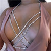 Women's Boho-Chic Crystal Body Chain - Cross Chest Design, Artificial Crystal, Perfect for Valentine's Day & Vacation | Glamorous & Sexy | Party-Ready Accessory