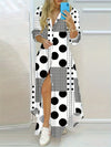 Vintage-Inspired Polka Dot Long Sleeve Shirt Dress - Button Detail, Non-Stretch Polyester, Machine Washable - Perfect for Spring/Fall