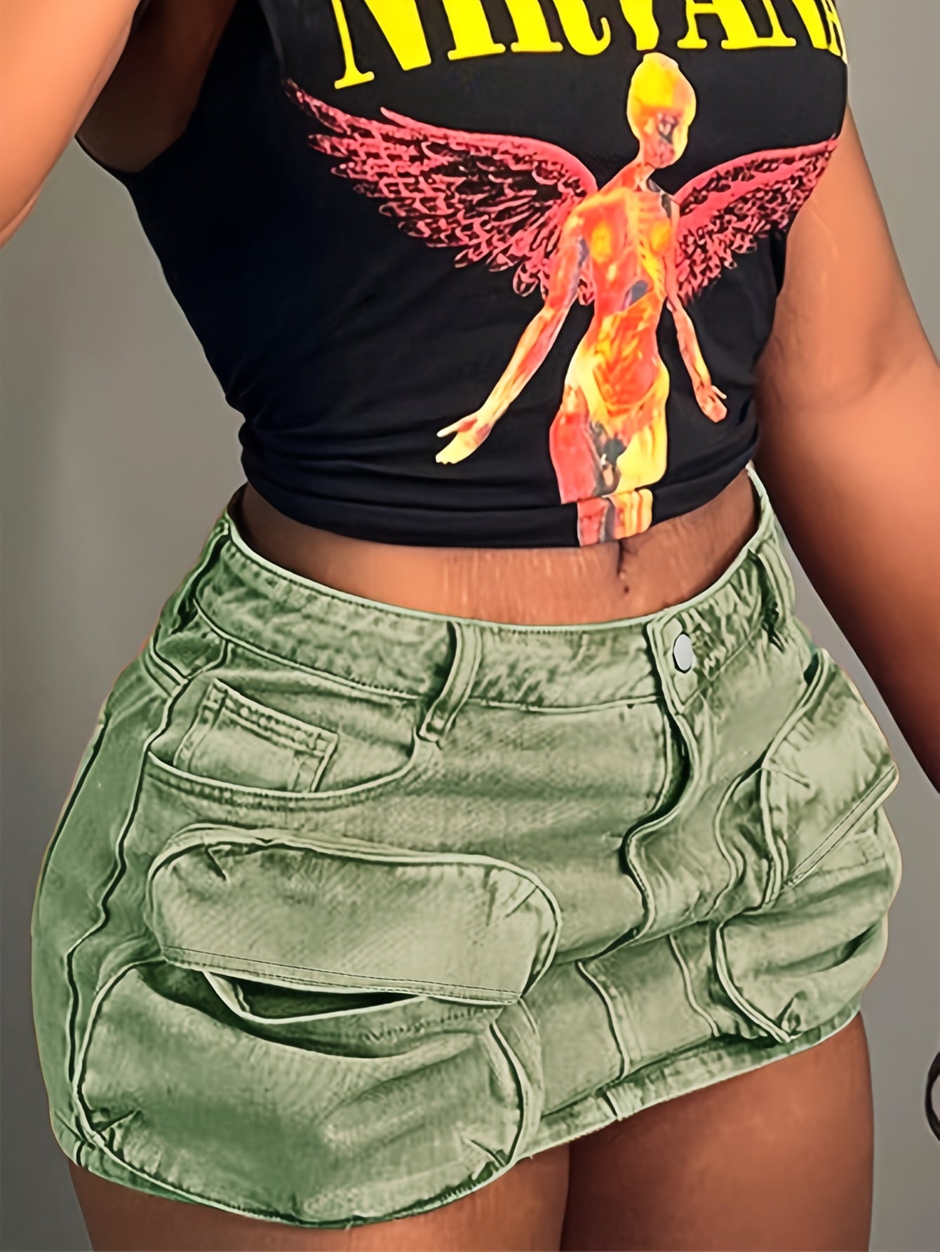 Women's Sexy Denim Cargo Skirt - American Street Style Mid-Rise Straight Cut with Multiple Utility Pockets, Machine Washable Summer Casual Skirt for Women, Casual Attire | Opaque Material