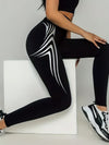 Women's High-waisted Stretch Sports Leggings, Black Hot-stamped Golden Yoga Pants, Buttocks-lifting Breathable Exercise Running Pants