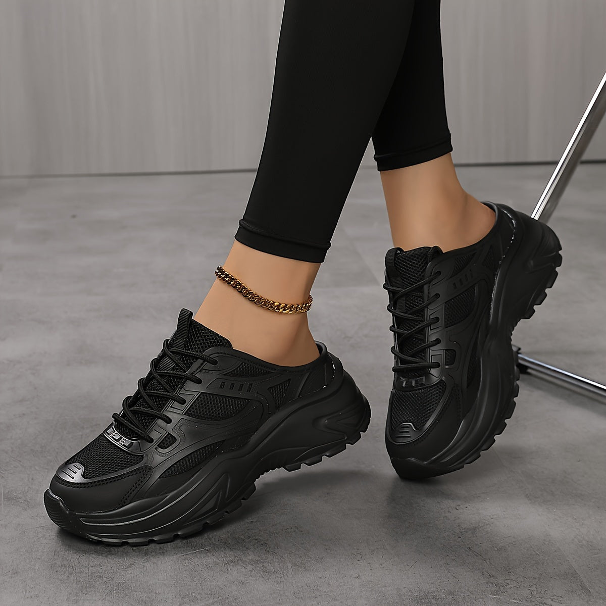 Women's Breathable Mesh Mule Sneakers, Casual Lace Up Outdoor Shoes, Women's Comfortable Shoes