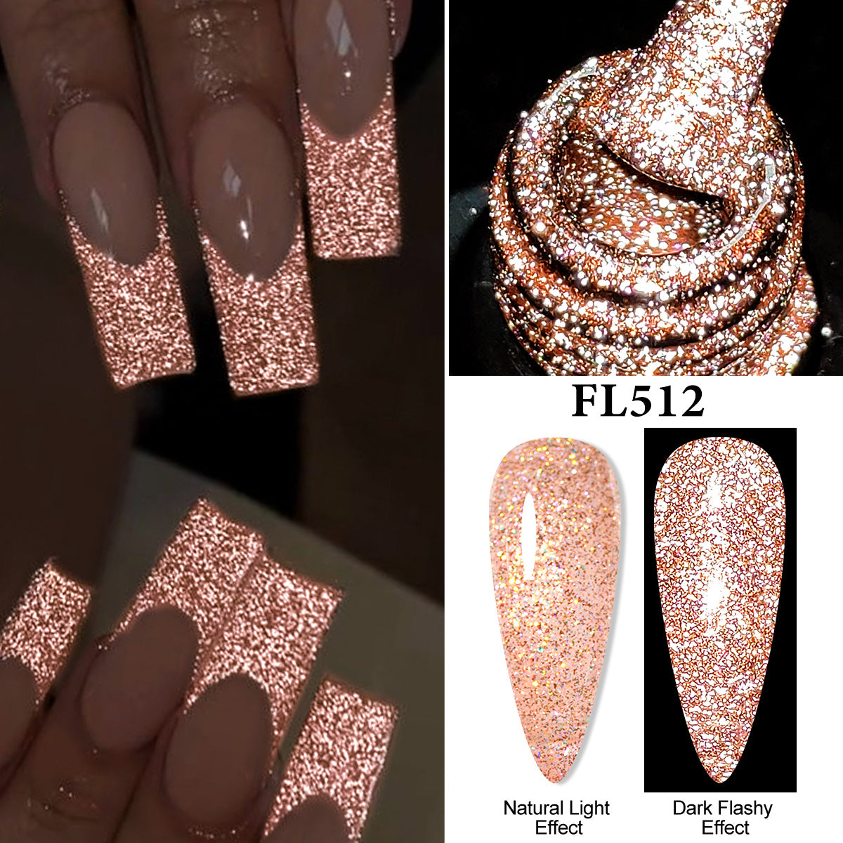 FOUR LILY 0.24oz Reflective Glitter Nail Gel - Semi-Permanent Soak Off LED Varnish for Manicure, Sparkling Pink & Purple Swirls, Long-Lasting Shine, Easy Application, Nail Art Gel | Glittery Nail Polish | Vibrant Colors, Nail