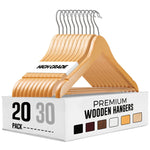 20/30pcs Sturdy Wooden Hangers Durable & Slim Clothes Hanger with 360° Rotatable Hook Natural Finish & Notches Wood Hangers Premium Coat Hanger for Closet Clothes Hangers (Natural/Walnut/Black) Clothing & Closet Storage