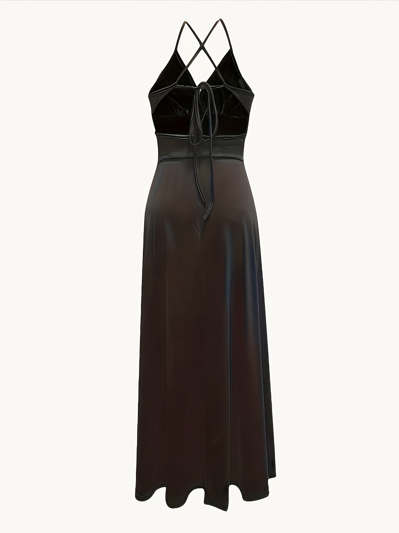 [Sensual Maxi Dress] Bright Yellow Polyester Women's Sexy Lace-Up Backless V-Neck Sleeveless Maxi Dress | with High-Low Hemline, Spring/Summer Elegant Party & Banquet Wear