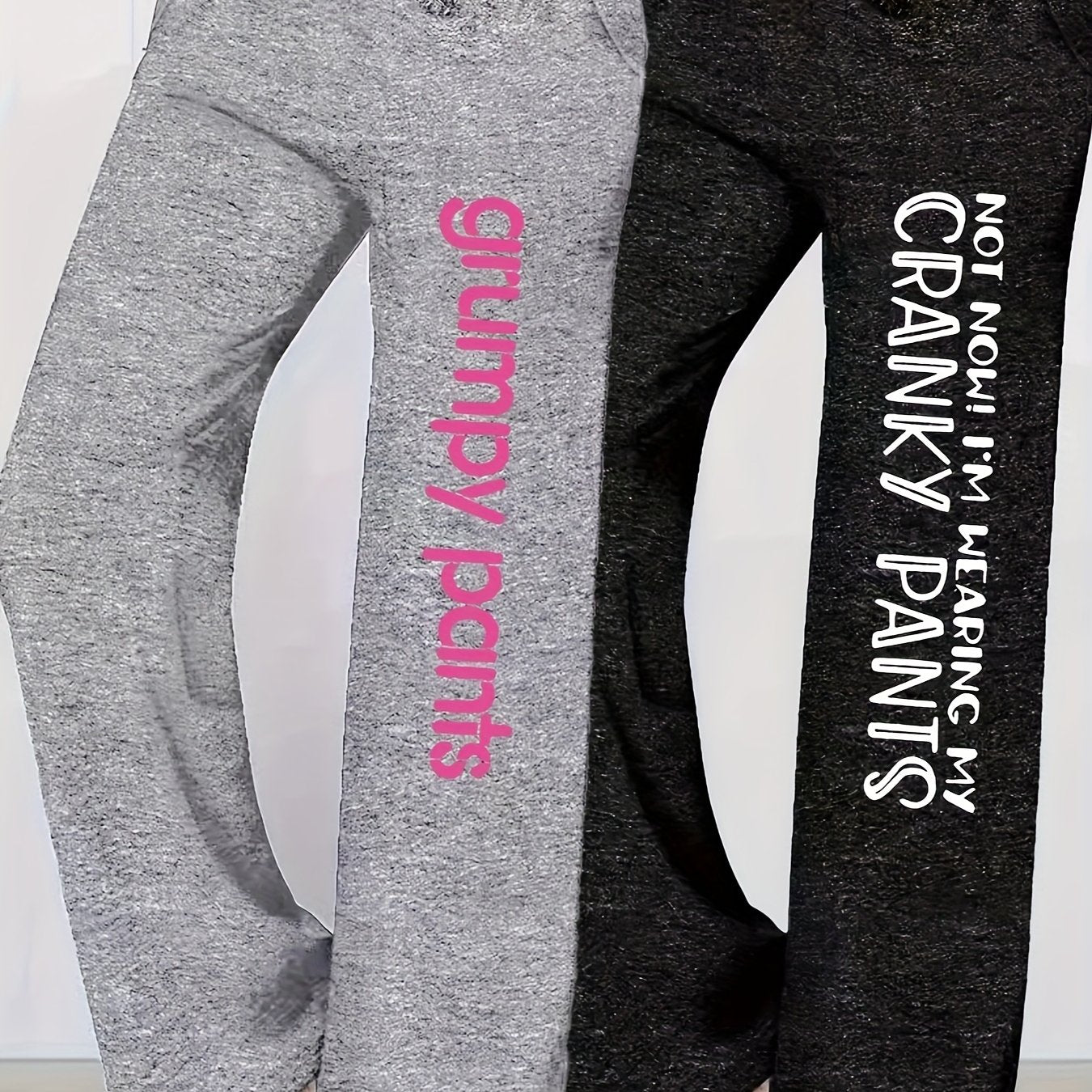 Women'S Casual Drawstring Pants with "Not Cranky, I'm Wearing My Grumpy Pants" Print - All-Season, Straight Leg, Comfortable, Relaxed Fit, Allseason Pants | Playful Print Pants | Comfortable Fit