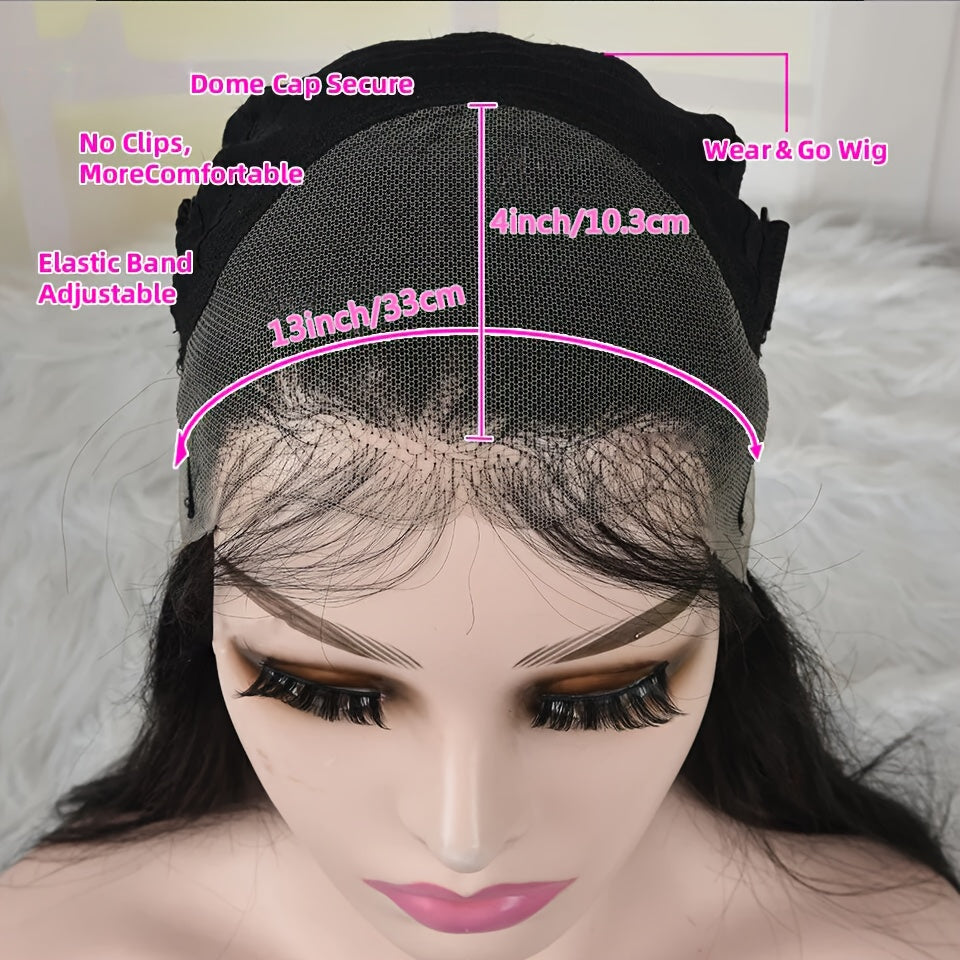 Light Brown Layer Cut Straight 13x4 Transparent Lace Front 180% Density Human Hair Wigs With Bangs For Women HDZ