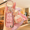For Volkswagen TPU Car Key Fob Cover with Diamond Pattern, Special Buckle Design, Includes Rhinestone Keychain & Heart-Shaped Charm, Compatible with Sprint Boraie Lavida Golf Polo Models