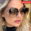 Fashion Rectangle Glasses Women, Trendy Gradient Lens, Durable PC Frame, And