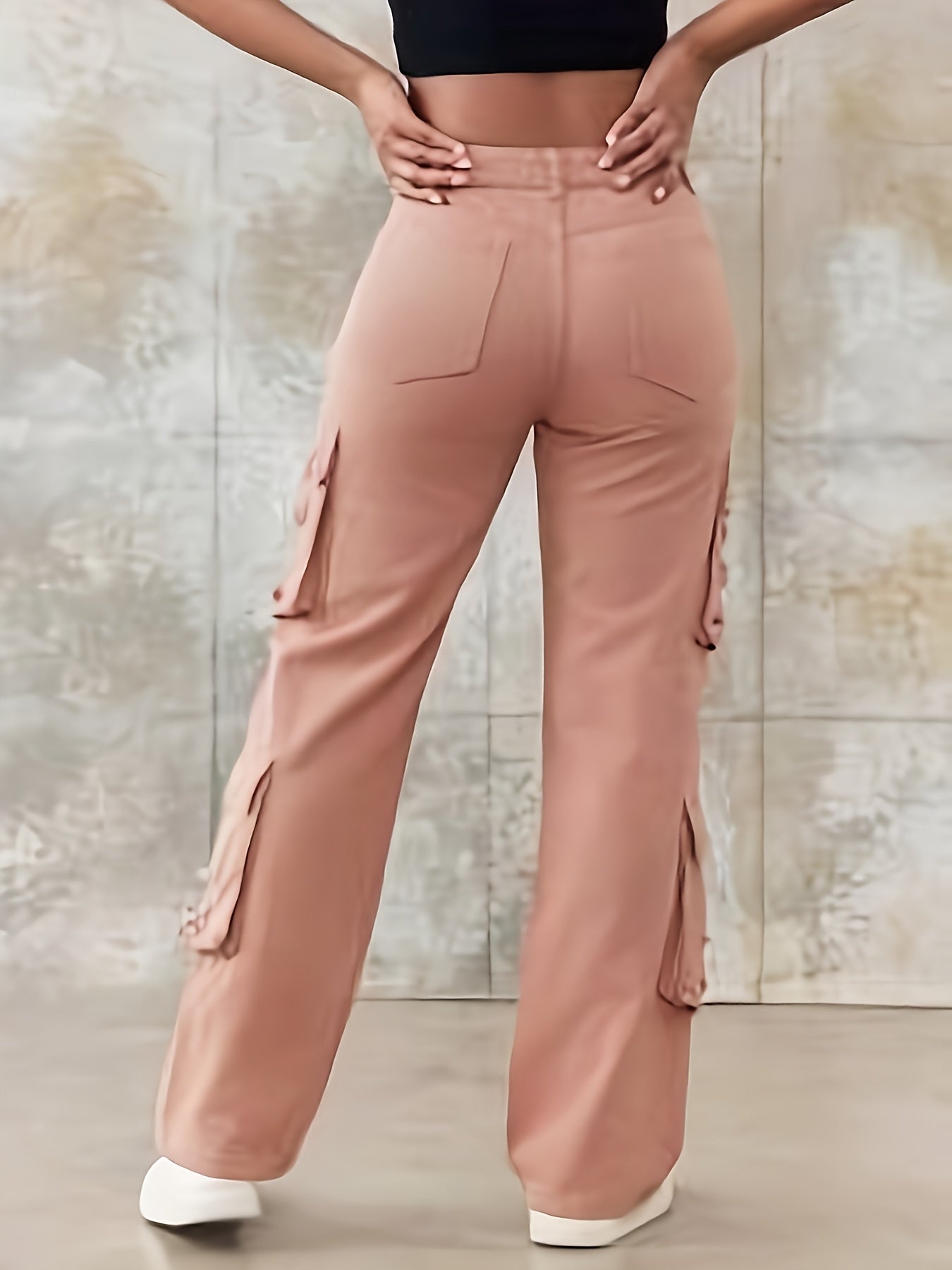 Women'S High Waist Wide Leg Loose Jeans - Pink Button Hole Jeans With Pockets, Casual Loose, Comfortable Four Seasons, Very Suitable For Leisure Outdoor, Fashion Wear, Everything