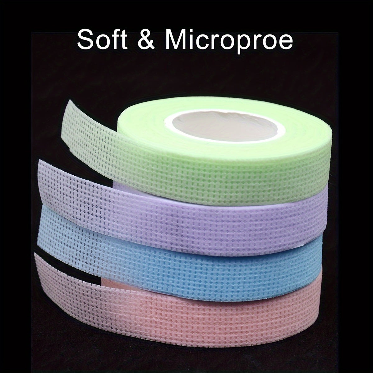 4 Rolls of SoftTouch Micropore Fabric Eyelash Extension Tapes - Breathable, Colorful, Professional-Grade Adhesive for Grafting Eye Lashes - 9m Long, Gentle on Skin, Easy to Remove, Reusable
