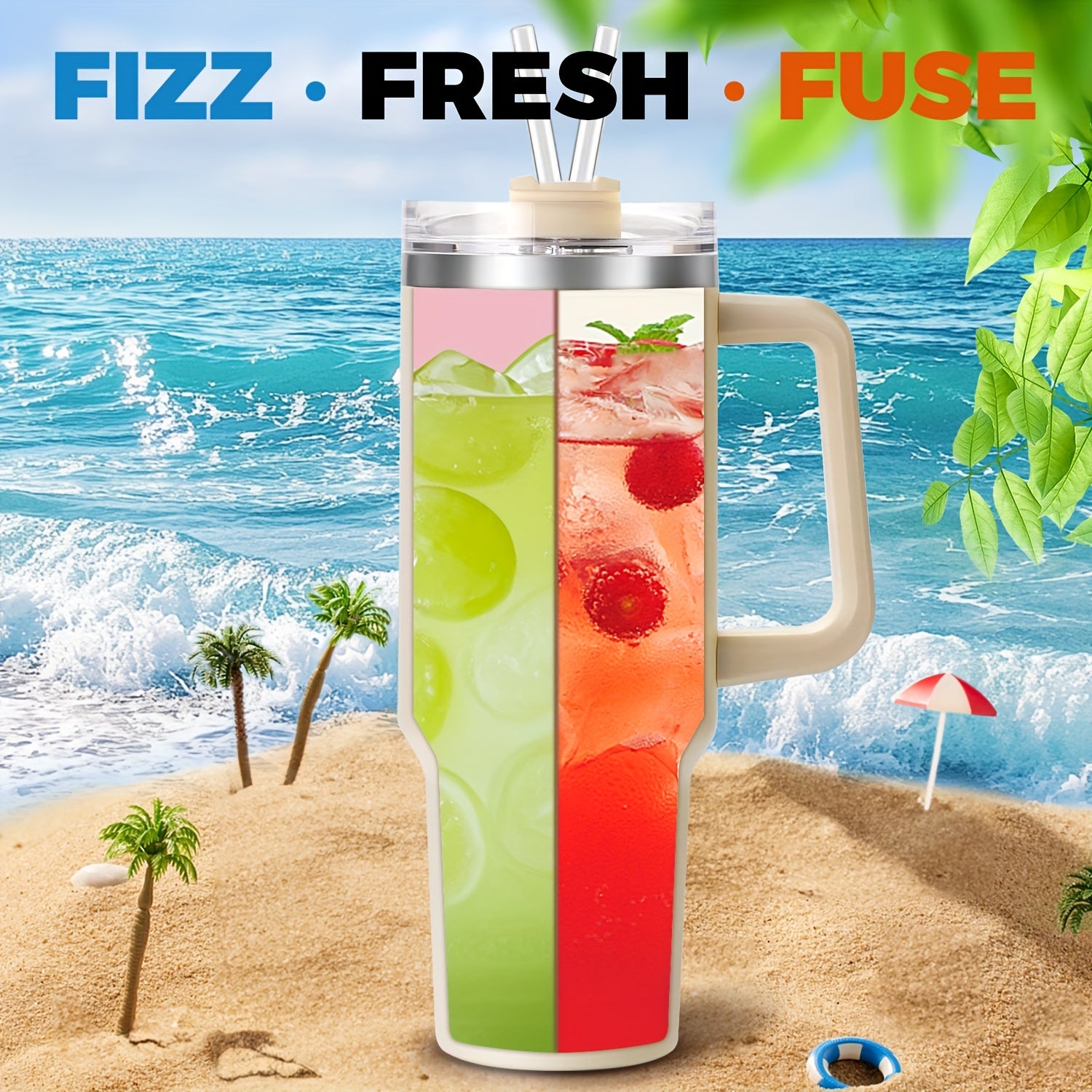 Cup 2-in-1 Drink Separator Silicone Liner, Compatible with Cup 40oz, Accessory, Reusable Liner for Party, Leisure, Outdoor, Office