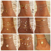 38pcs Bohemian Retro Anklets, Mixed Layered Chain With Star And Heart Pendants, Vintage Cuban Link Beach Vacation Jewelry, Multi-Layered Stackable Foot Chains For Women