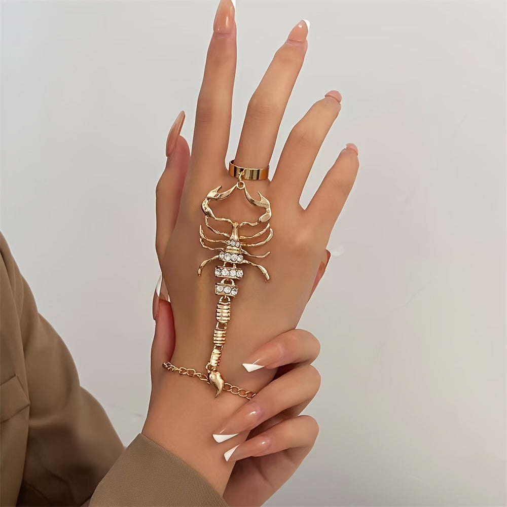 Scorpion Charm Bracelet, Elegant & Sexy Style, Alloy with Rhinestone Embellishments, Women's Fashion Jewelry, All-Season Accessory, No Holiday Specific