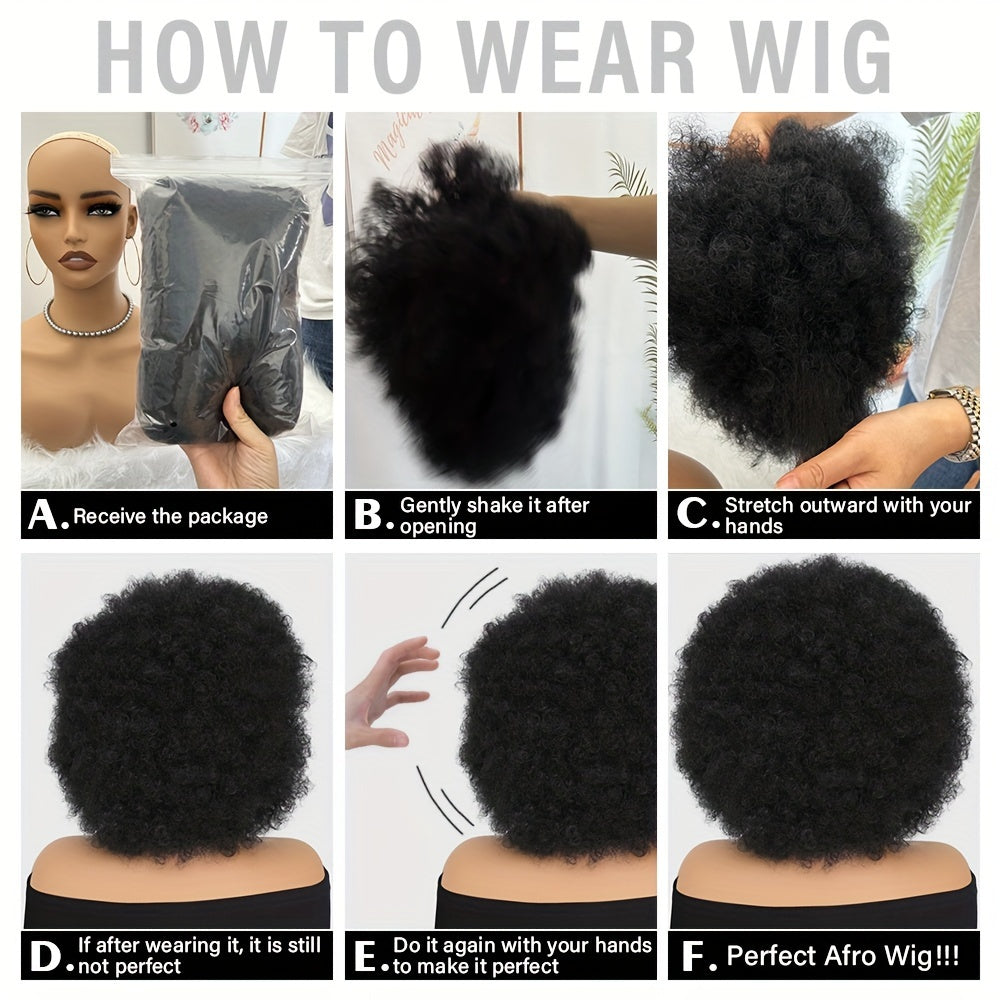 10 Inch Afro Kinky Curly Wigs 70s 80s Wigs Large Bouncy And Soft Natural Looking Full Puff Wigs For Party Cosplay Daily Wear